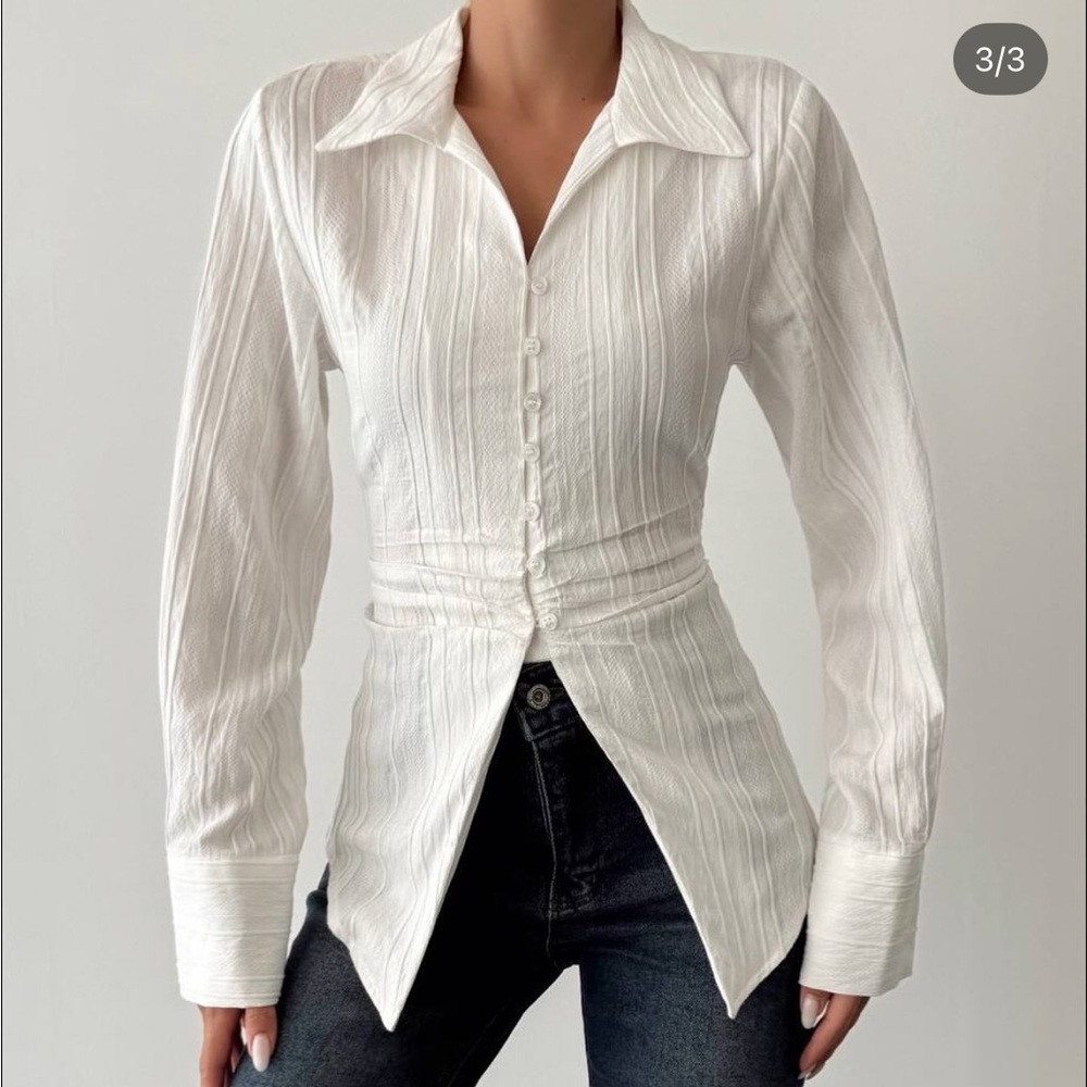 Elegant White Button-Up Women's Top